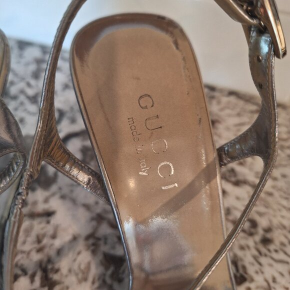 Gucci vintage silver wedge heel sandals size 7B - Picture 3 of 11